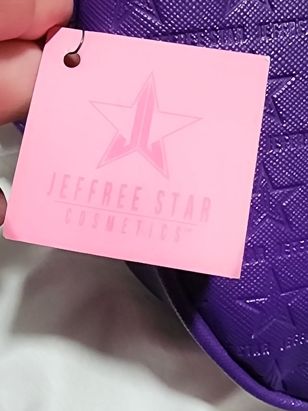 Jeffree Star Purple Makeup Pouch with Pink Logo Tag